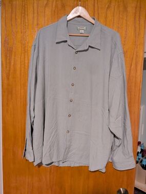 Grey Silk Long Sleeve Tommy Bahama Button Up Shirt XXL